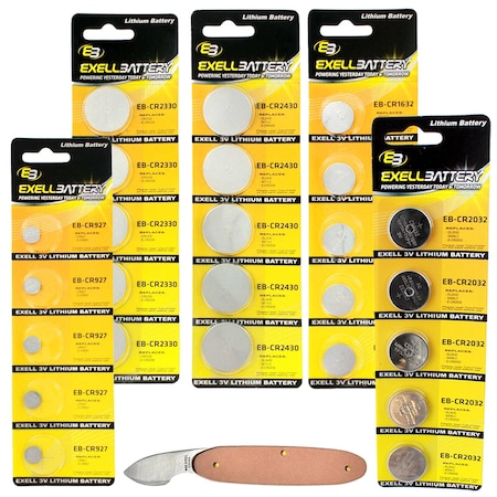 26pc Essential Batteries Kit CR927 CR2330 CR1632 CR2032 CR2430 & Watch Opener